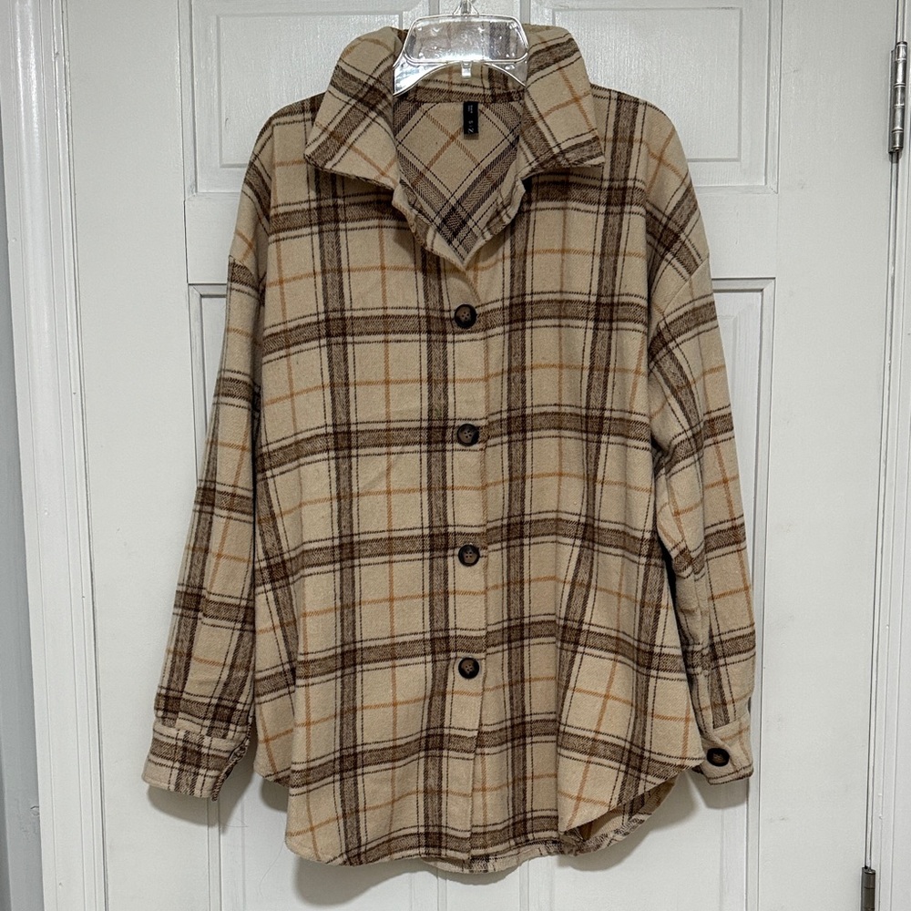 Zaful Plaid Flannel Button Down Shirt/ Shacket - Picture 8 of 10
